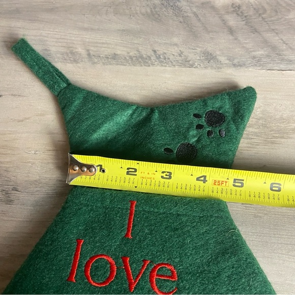 Green Stocking, Brown Cat, Red Lettering, Christmas Stocking - Picture 6 of 7